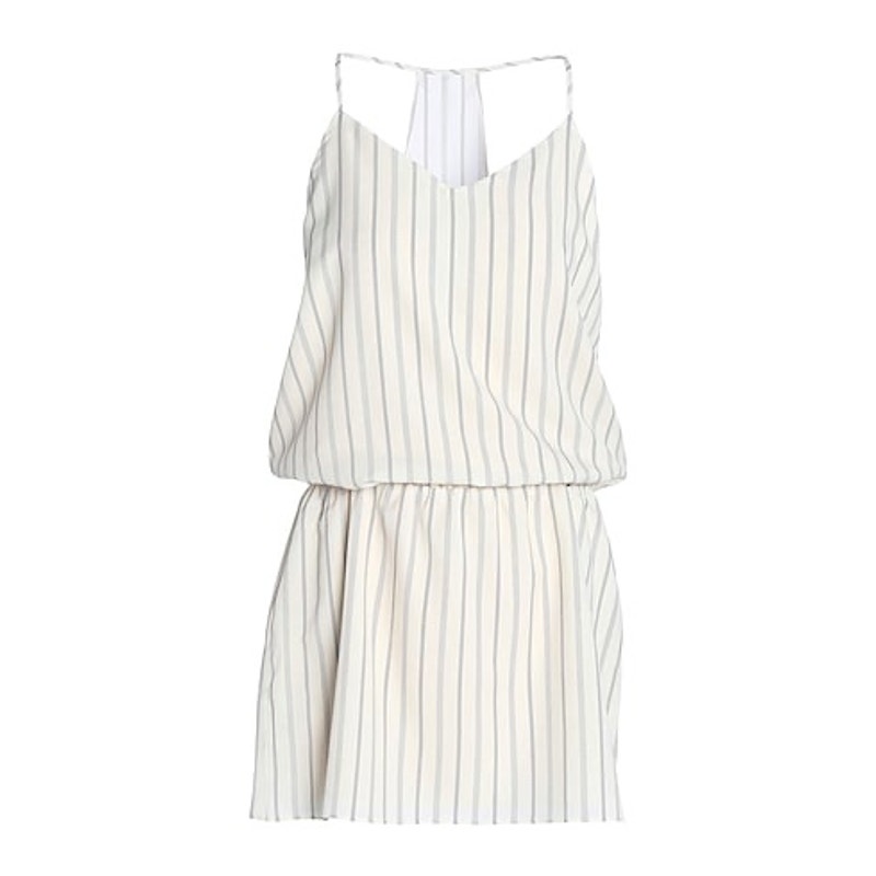 Haute Hippie Nwt Striped Strappy Mini Dress In Ivory Size L